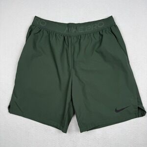 Nike Pro Dri-FIT Shorts Mens Large Green 7 Inseam Training Run CJ1957-337